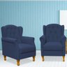 Kit 2 Poltronas Decorativas para Yara Suede Azul Marinho - Lyam Decor - 2