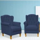 Ver imagem 2 de Kit 2 Poltronas Decorativas para Yara Suede Azul Marinho - Lyam Decor