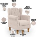 Ver imagem 5 de Poltrona Decorativa para Sala de Estar Yara Suede Bege - Lyam Decor