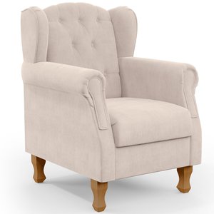 Poltrona Decorativa para Sala de Estar Yara Suede Bege - Lyam Decor