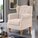 Ver imagem 3 de Poltrona Decorativa para Sala de Estar Yara Suede Bege - Lyam Decor