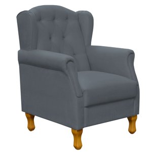 Poltrona Decorativa Para Sala de Estar Yara Suede Cinza - Lyam Decor