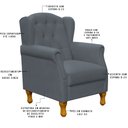 Ver imagem 4 de Poltrona Decorativa Para Sala de Estar Yara Suede Cinza - Lyam Decor