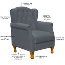 Ver imagem 3 de Poltrona Decorativa para Sala de Estar Yara Suede Cinza - Lyam Decor