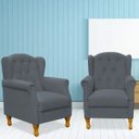 Ver imagem 2 de Kit 2 Poltronas Decorativas para Yara Suede Cinza - Lyam Decor