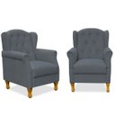 Ver imagem 1 de Kit 2 Poltronas Decorativas para Yara Suede Cinza - Lyam Decor