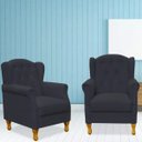 Ver imagem 2 de Kit 2 Poltronas Decorativas para Yara Suede Preto - Lyam Decor