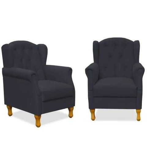Kit 2 Poltronas Decorativas para Yara Suede Preto - Lyam Decor