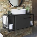 Ver imagem 1 de Gabinete Banheiro Suspenso 80cm Cuba Oval Ripy Grafite/branco Z54 - Mpozenato