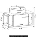 Ver imagem 4 de Gabinete Banheiro Suspenso 80cm Cuba Oval Ripy Grafite/branco Z54 - Mpozenato