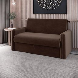 Sofá Cama 3 lugares 1,36m Veludo Chocolate Zaia Matrix - 3