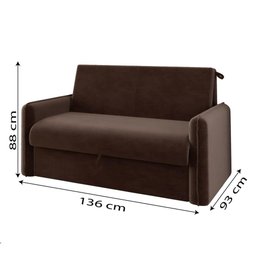 Sofá Cama 3 lugares 1,36m Veludo Chocolate Zaia Matrix - 4