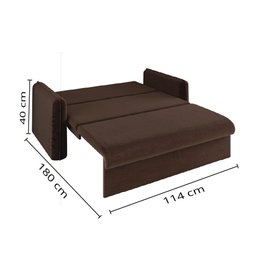 Sofá Cama 3 lugares 1,36m Veludo Chocolate Zaia Matrix - 5