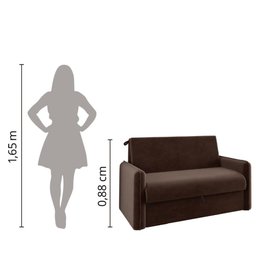 Sofá Cama 3 lugares 1,36m Veludo Chocolate Zaia Matrix - 7