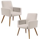 Ver imagem 1 de Kit 2 Poltronas Decorativas para Sala de Estar e Recepção Maria Pés Palito Linho - Lyam Decor