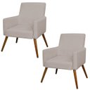 Ver imagem 1 de Kit 2 Poltronas Decorativas para Sala de Estar e Recepção Maria Linho Bege - Lyam Decor
