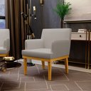 Ver imagem 2 de Poltrona Decorativa para Sala de Estar e Recepção Beatriz Linho Bege - Lyam Decor