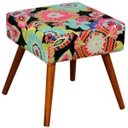 Ver imagem 2 de Kit 2 Puffs Banqueta Decorativa com Pés Palito Lívia Floral Preto
