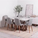 Ver imagem 1 de Conjunto de Jantar Mesa Retangular com Vidro Bennett 6 Cadeiras New Drop - Natural C/ Cinza