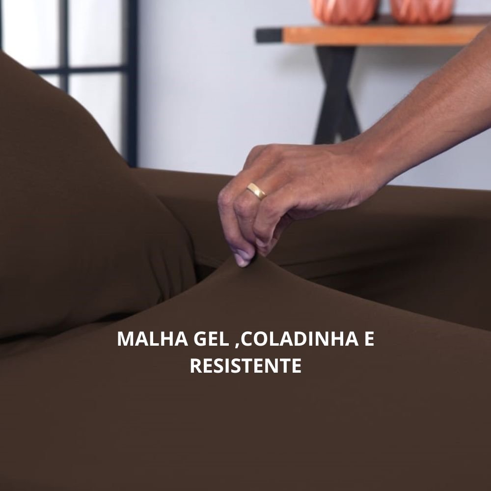 Capa Protetor de Sofá Retrátil Reclinável 3 Módulos Assento de 2,70m Veste Fácil Malha Gel:cinza Esc - 7