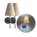 Ver imagem 1 de Kit 2 Arandelas de Parede Clássica Chumbo com Interruptor e Cúpula Bege Ref 05 e Lâmpada Branco Frio