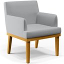 Ver imagem 3 de Kit 2 Poltronas Decorativas para Sala de Estar e Recepção Beatriz Linho Cinza - Lyam Decor
