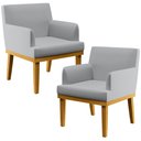 Ver imagem 1 de Kit 2 Poltronas Decorativas para Sala de Estar e Recepção Beatriz Linho Cinza - Lyam Decor