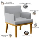 Ver imagem 4 de Kit 2 Poltronas Decorativas para Sala de Estar e Recepção Beatriz Linho Cinza - Lyam Decor