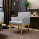 Ver imagem 2 de Kit 2 Poltronas Decorativas para Sala de Estar e Recepção Beatriz Linho Cinza - Lyam Decor