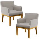 Ver imagem 1 de Kit 2 Poltronas Decorativas para e Recepção Beatriz Linho Bege - Lyam Decor
