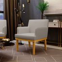 Ver imagem 2 de Kit 2 Poltronas Decorativas para e Recepção Beatriz Linho Bege - Lyam Decor