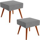 Ver imagem 1 de Kit 2 Puffs Banqueta Decorativa com Pés Palito Lívia Suede Cinza