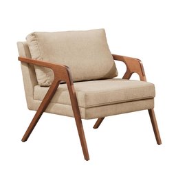 Poltrona Mona Luxo Madeira Maciça Castellar Móbile Linho Bege - 1 Poltrona Mona Luxo Madeira Maciça Castellar Móbile Linho Bege - 1