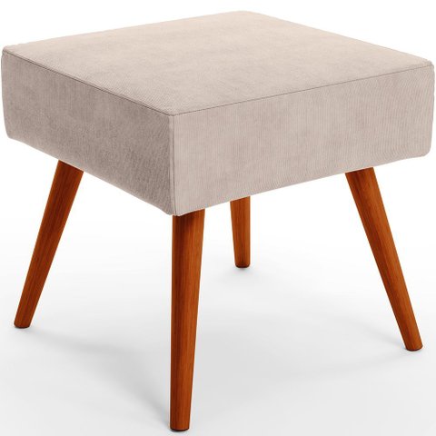Puff Banqueta Decorativa com Pés Palito Lívia Suede Bege
