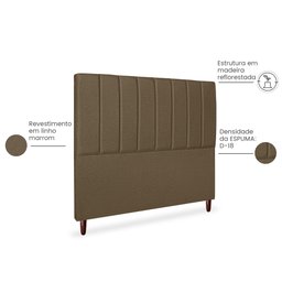 Cabeceira Estofada Cama Box Queen Carla 160cm Linho:marrom - 4