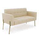 Ver imagem 1 de Sofá Namoradeira 2 Lugares Pé de Ferro Dourado Elisa Suede Bege D03 - D'Rossi