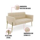 Ver imagem 5 de Sofá Namoradeira 2 Lugares Pé de Ferro Dourado Elisa Suede Bege D03 - D'Rossi