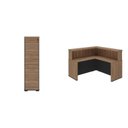 Ver imagem 2 de Conjunto Balcão para Atendimento Recepção e Gaveteiro para Arquivo Alto Marrom/Nogal/Preto Artany