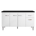 Ver imagem 1 de Balcão de Cozinha Gabriela Branco Flex com Tampo 150 Cm Preto Fosco - Ajl