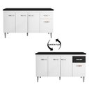 Ver imagem 3 de Balcão de Cozinha Gabriela Branco Flex com Tampo 150 Cm Preto Fosco - Ajl