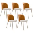 Ver imagem 1 de Kit 5 Cadeiras Sala de Jantar Estofada Gavi Arena L02 Couríssimo Whisky Linho Cru - Lyam Decor