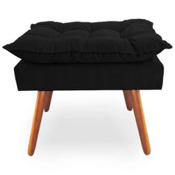 Puff Opala Pés Palito Veludo Preto - Kimi Design - 2