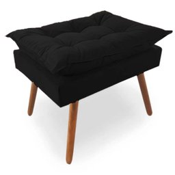 Puff Opala Pés Palito Veludo Preto - Kimi Design - 1