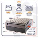 Ver imagem 2 de Conjunto Cama Box Super King c/ Molas Ensacadas Liverpool Cinza 193x203x73