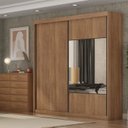 Ver imagem 1 de Guarda Roupa Casal 2 Portas 4 Gavetas 100% MDF com Espelho Trieste Marrom/Cinamomo
