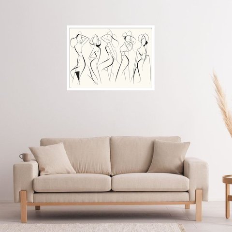 Quadro Decorativo Silhuetas Mulheres Abstrato - 50x70cm:moldura Branca
