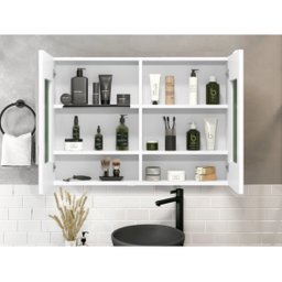 Espelheira Life Para Banheiro 80 2 Portas Com Espelho Cor: Branco - 4