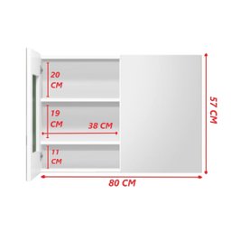Espelheira Life Para Banheiro 80 2 Portas Com Espelho Cor: Branco - 5