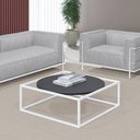Ver imagem 2 de Mesa De Centro Sala 84x84x35cm Branco Com Preto Industrial Moon Don Castro Decor