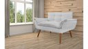 Ver imagem 3 de Namoradeira Decorativa Opala Suede Marrom 2 Lugares Pés Madeira Ms Decor